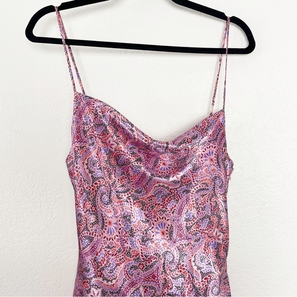 Cinq a Sept Ryder Paisley Satin Mini Dress in Tea Rose Multi Pink Size 10 Party - Picture 5 of 9